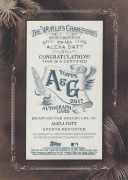 2017 Topps Allen & Ginter - Mini Framed Non-Baseball Autographs #MA-ADA Alexa Datt Back