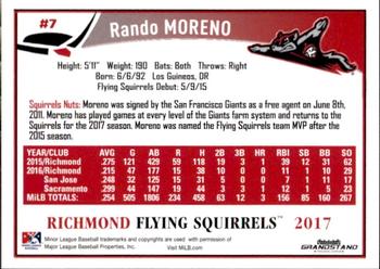 2017 Grandstand Richmond Flying Squirrels #NNO21 Rando Moreno Back