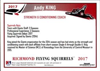 2017 Grandstand Richmond Flying Squirrels #NNO31 Andy King Back