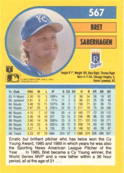 1991 Fleer #567 Bret Saberhagen Back