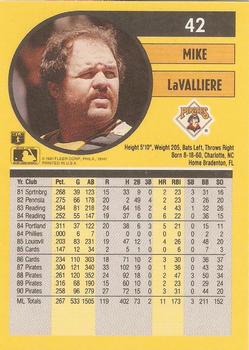 1991 Fleer #42 Mike LaValliere Back