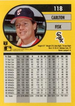 1991 Fleer #118 Carlton Fisk Back