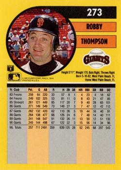 1991 Fleer #273 Robby Thompson Back