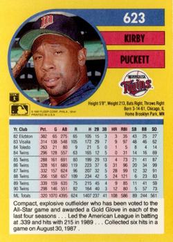 1991 Fleer #623 Kirby Puckett Back