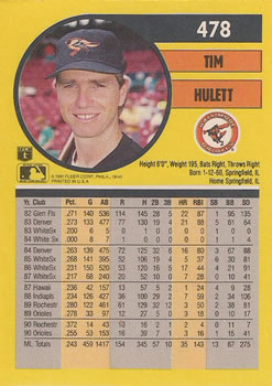 1991 Fleer #478 Tim Hulett Back
