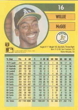 1991 Fleer #16 Willie McGee Back