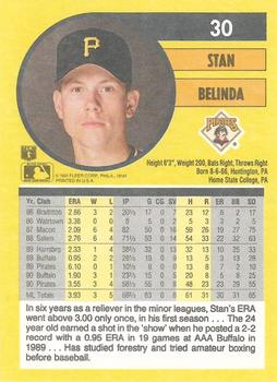 1991 Fleer #30 Stan Belinda Back
