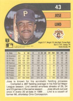 1991 Fleer #43 Jose Lind Back