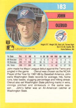 1991 Fleer #183 John Olerud Back