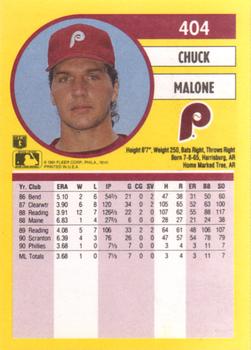 1991 Fleer #404 Chuck Malone Back