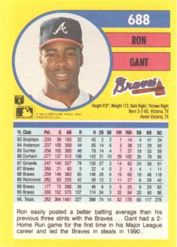 1991 Fleer #688 Ron Gant Back