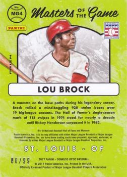 2017 Donruss Optic - Masters of the Game Red #MG4 Lou Brock Back