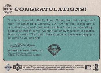 2003 Upper Deck Vintage - Dropping the Hammer #DH-BA Bobby Abreu Back