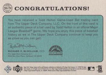 2003 Upper Deck Vintage - Dropping the Hammer #DH-TH Todd Helton Back