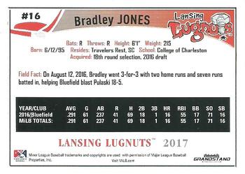 2017 Grandstand Lansing Lugnuts #NNO Bradley Jones Back