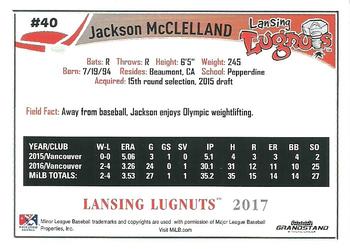 2017 Grandstand Lansing Lugnuts #NNO Jackson McClelland Back
