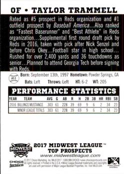 2017 Choice Midwest League Top Prospects #11 Taylor Trammell Back