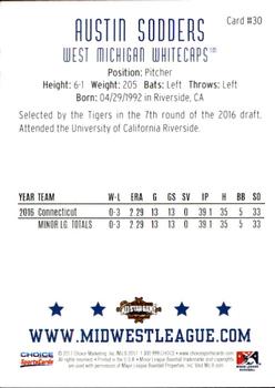 2017 Choice Midwest League All-Stars #30 Austin Sodders Back