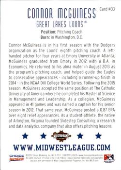 2017 Choice Midwest League All-Stars #33 Connor McGuiness Back