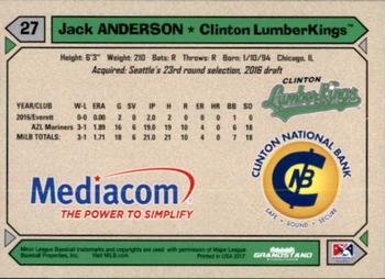 2017 Grandstand Clinton LumberKings #NNO Jack Anderson Back