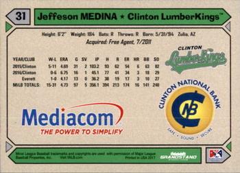 2017 Grandstand Clinton LumberKings #NNO Jeffeson Medina Back