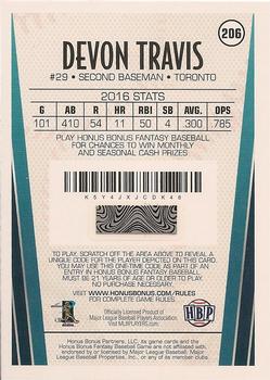 2017 Honus Bonus Fantasy Baseball #206 Devon Travis Back