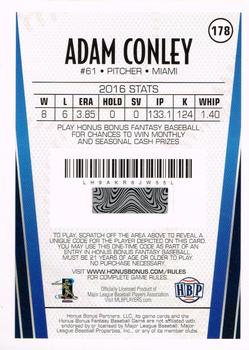 2017 Honus Bonus Fantasy Baseball - Silver Foil #178 Adam Conley Back