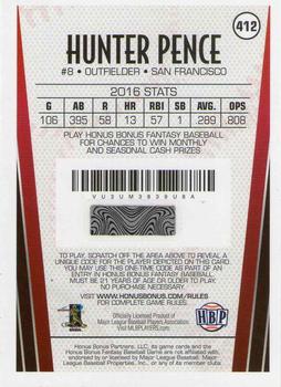 2017 Honus Bonus Fantasy Baseball - Silver Foil #412 Hunter Pence Back
