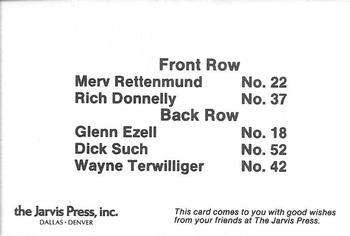 1984 Jarvis Press Texas Rangers #NNO Texas Rangers Coaching Staff (Merv Rettenmund / Rich Donnelly / Glenn Ezell / Dick Such / Wayne Terwilliger) Back
