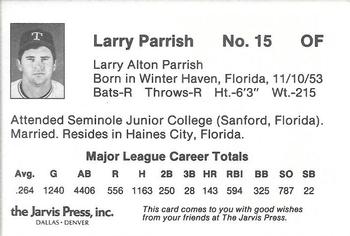 1984 Jarvis Press Texas Rangers #NNO Larry Parrish Back