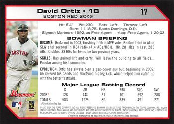2004 Bowman - 1st Edition #17 David Ortiz Back