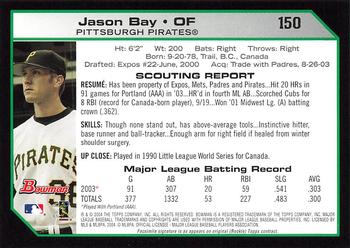 2004 Bowman - 1st Edition #150 Jason Bay Back