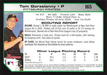 2004 Bowman - 1st Edition #165 Tom Gorzelanny Back