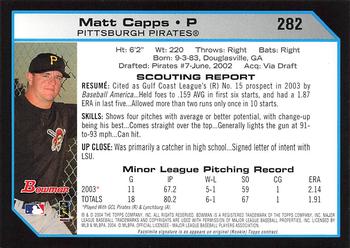 2004 Bowman - 1st Edition #282 Matt Capps Back