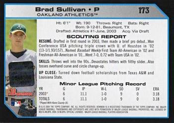2004 Bowman - Autographs #173 Brad Sullivan Back