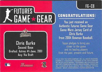 2004 Bowman - Futures Game Gear Jersey Relics #FG-CB Chris Burke Back