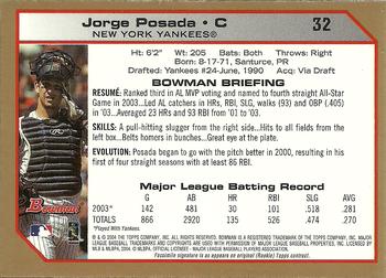 2004 Bowman - Gold #32 Jorge Posada Back