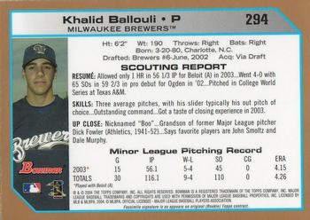 2004 Bowman - Gold #294 Khalid Ballouli Back