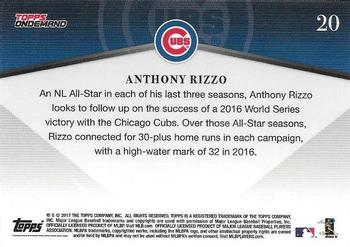 2017 Topps On-Demand 600HR Club #20 Anthony Rizzo Back