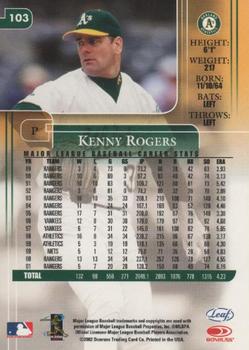 2002 Leaf Rookies & Stars #103 Kenny Rogers Back