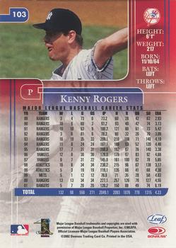 2002 Leaf Rookies & Stars #103 Kenny Rogers Back