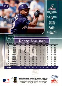 2002 Leaf Rookies & Stars #119 Danny Bautista Back