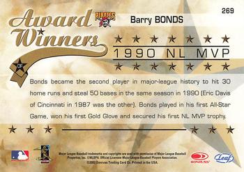 2002 Leaf Rookies & Stars #269 Barry Bonds Back