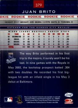 2002 Leaf Rookies & Stars #379 Juan Brito Back