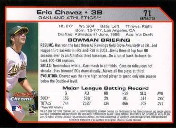 2004 Bowman Chrome - Refractors #71 Eric Chavez Back