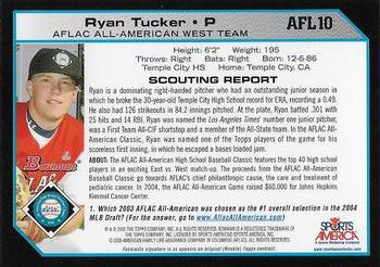 2004 Bowman Draft Picks & Prospects - AFLAC All-American #AFL10 Ryan Tucker Back