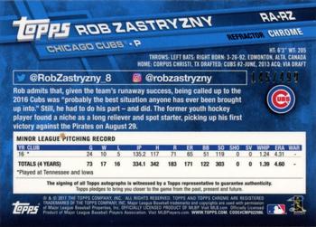 2017 Topps Chrome - Rookie Autographs Refractor #RA-RZ Rob Zastryzny Back