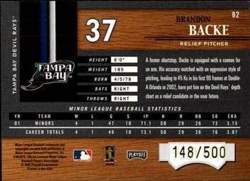 2002 Playoff Piece of the Game #82 Brandon Backe Back