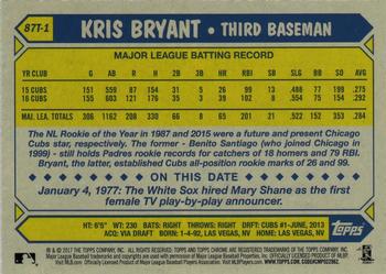 2017 Topps Chrome - 1987 Topps Baseball 30th Anniversary #87T-1 Kris Bryant Back