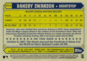 2017 Topps Chrome - 1987 Topps Baseball 30th Anniversary #87T-2 Dansby Swanson Back